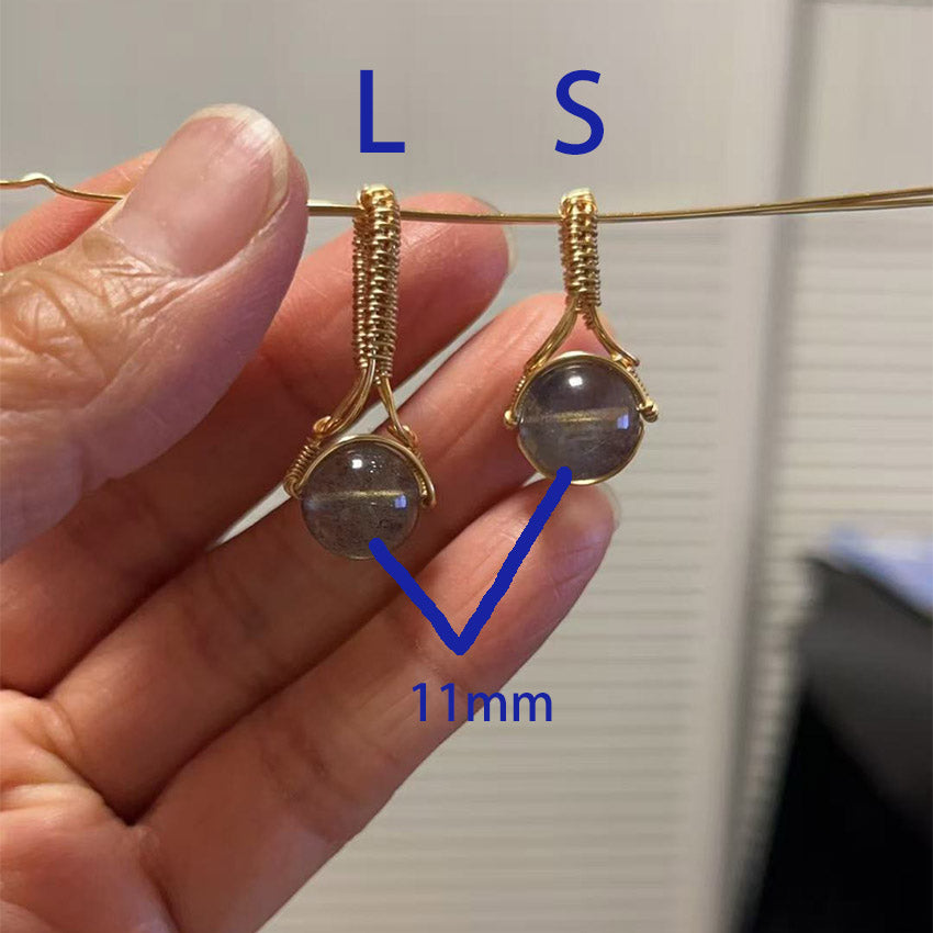 TingHongJingShi Handmade Labradorite Wire Wrap Pendant Necklace - Long & Short Version
