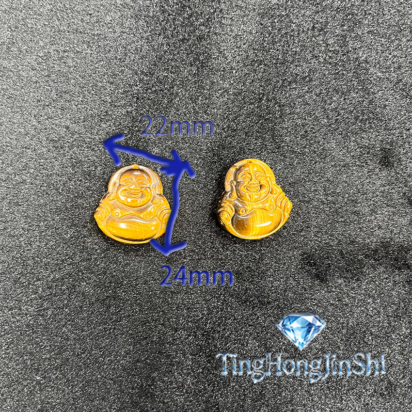 TingHongJingShi Natural Tiger Eye Laughing Buddha Pendant - Lucky Charm for Wealth & Protection